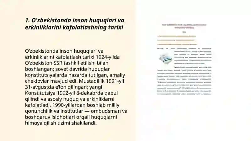 O'zbekistonda inson huquqlari va erkinliklarini kafolatlashning tarixi 3
