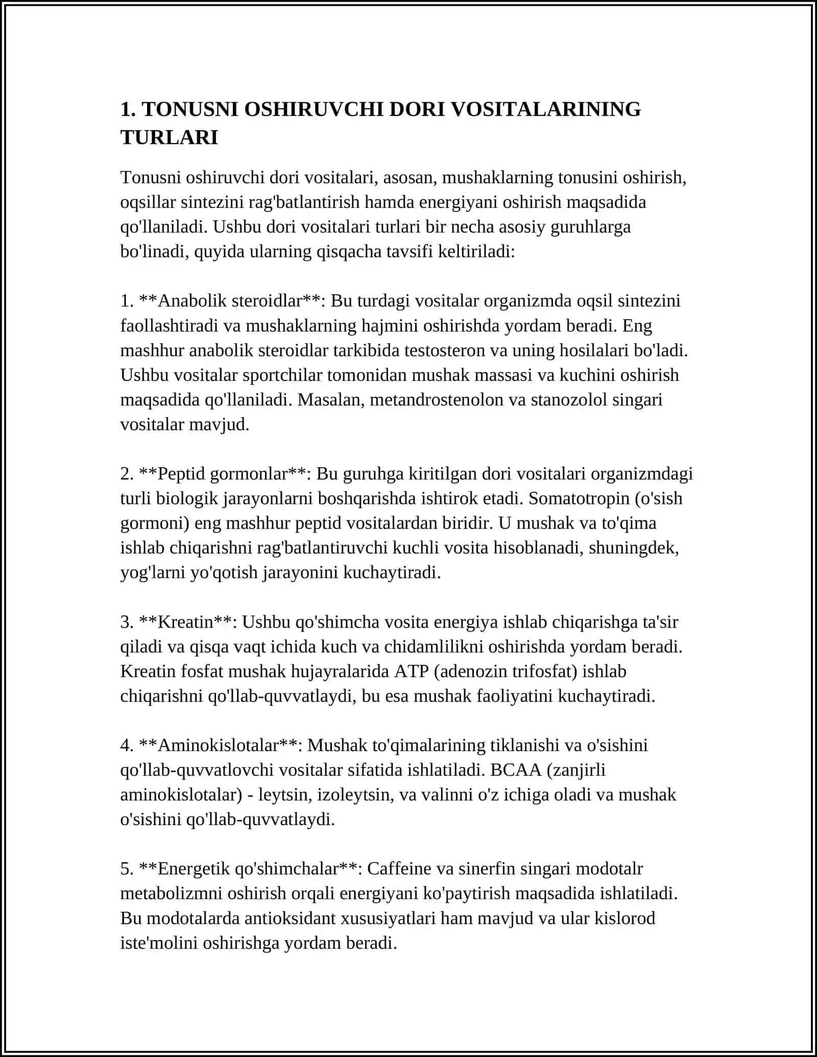 MUSTAQIL ISH Mavzu: TONUSNI OSHIRUVCHI DORI VOSITALARI 3