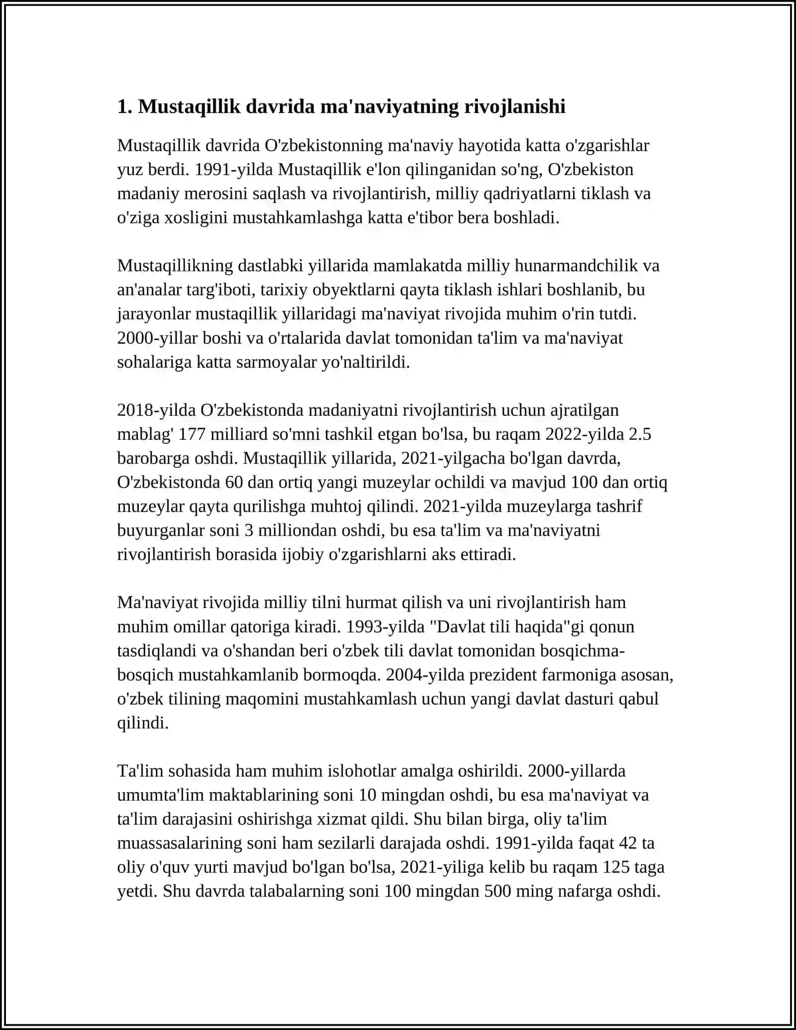 OʻZBEKISTONDA AMALGA OSHIRILGAN MANAVIY OZGARISHLAR 3