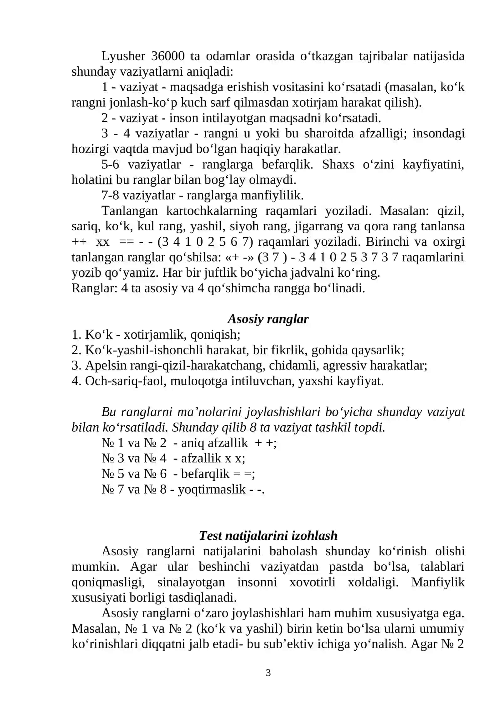 KAYFIYATINGIZNING RANGI 3