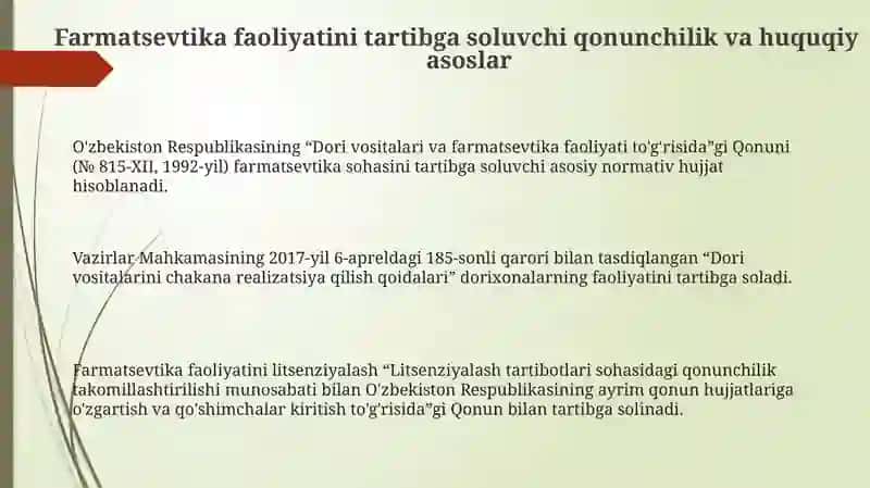 Dorixonalar faoliyatini tartibga solishning me'yoriy -huquqiy asoslari 3