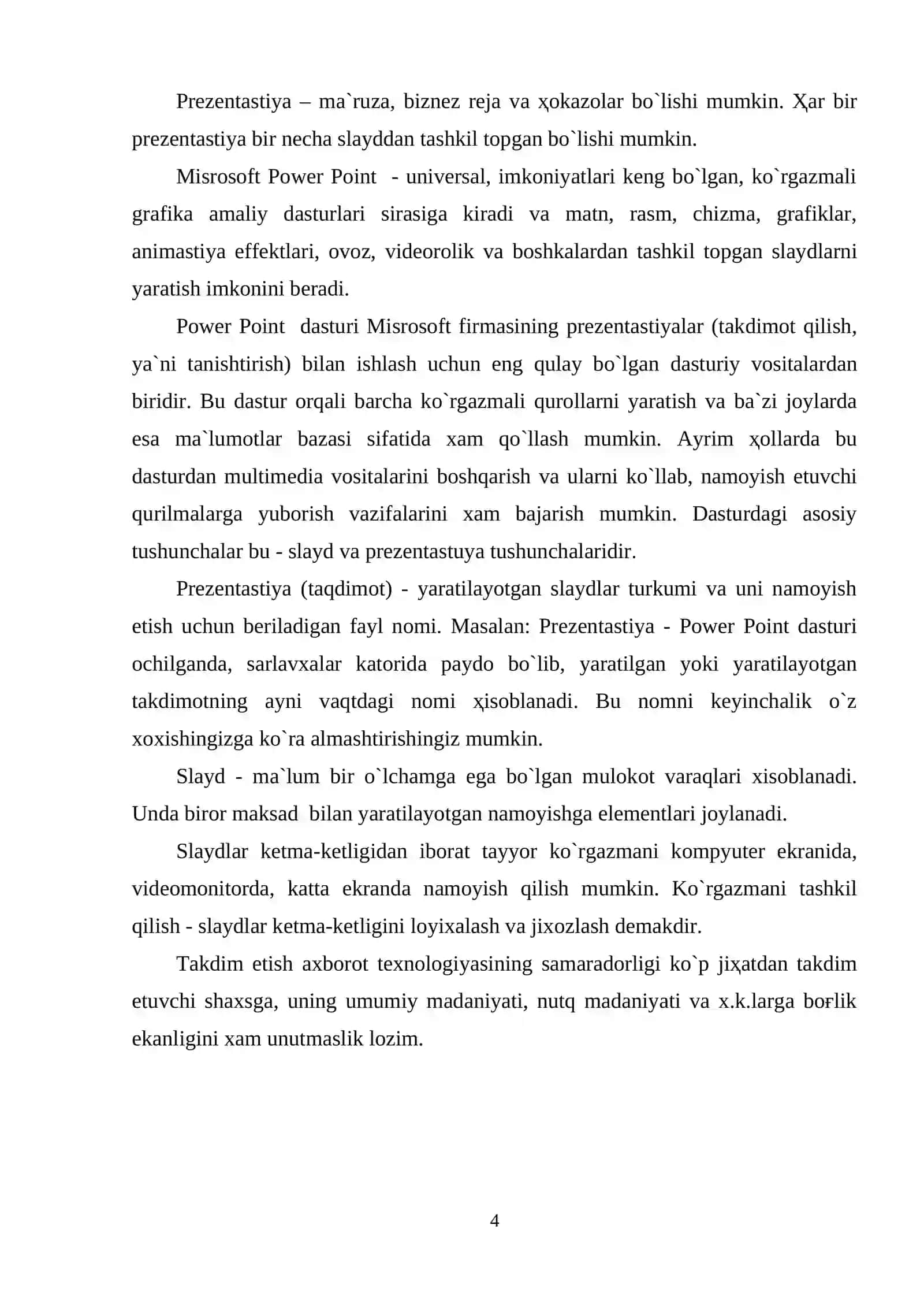 Misrosoft Power Point dasturi menyulari 3