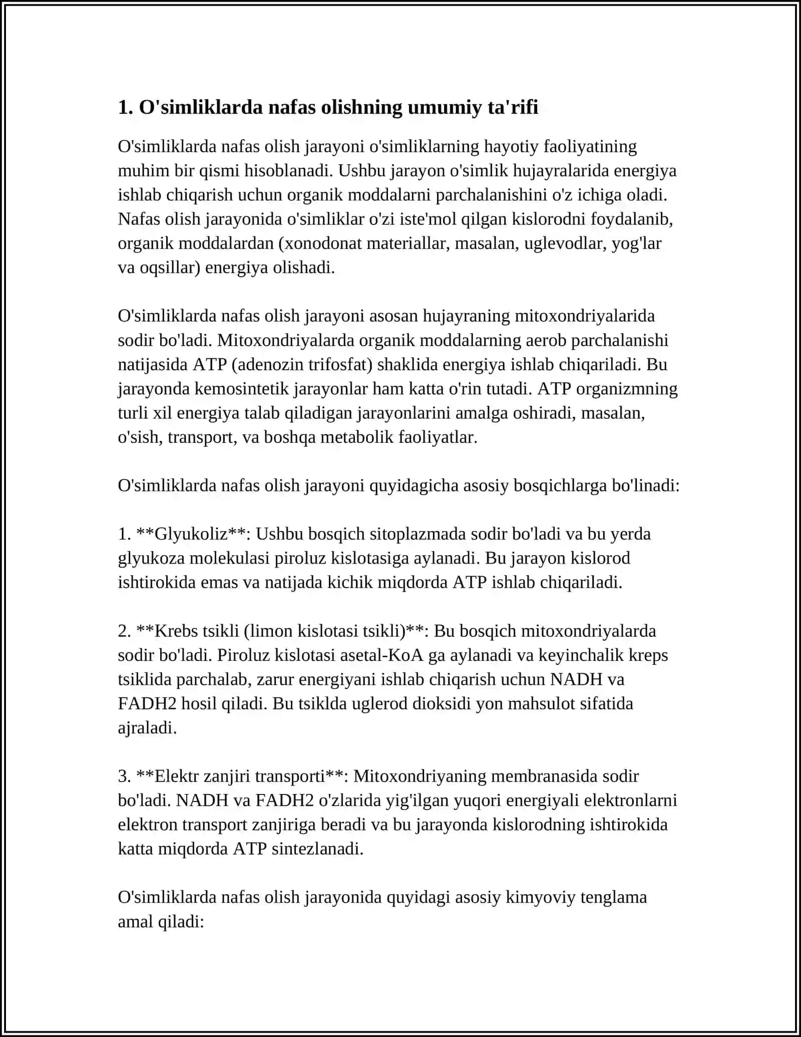 OʻSIMLIKLARDA NAFAS OLISHNING EKOLOGIK VA ONTOGENETIK ASPEKTLARI 3