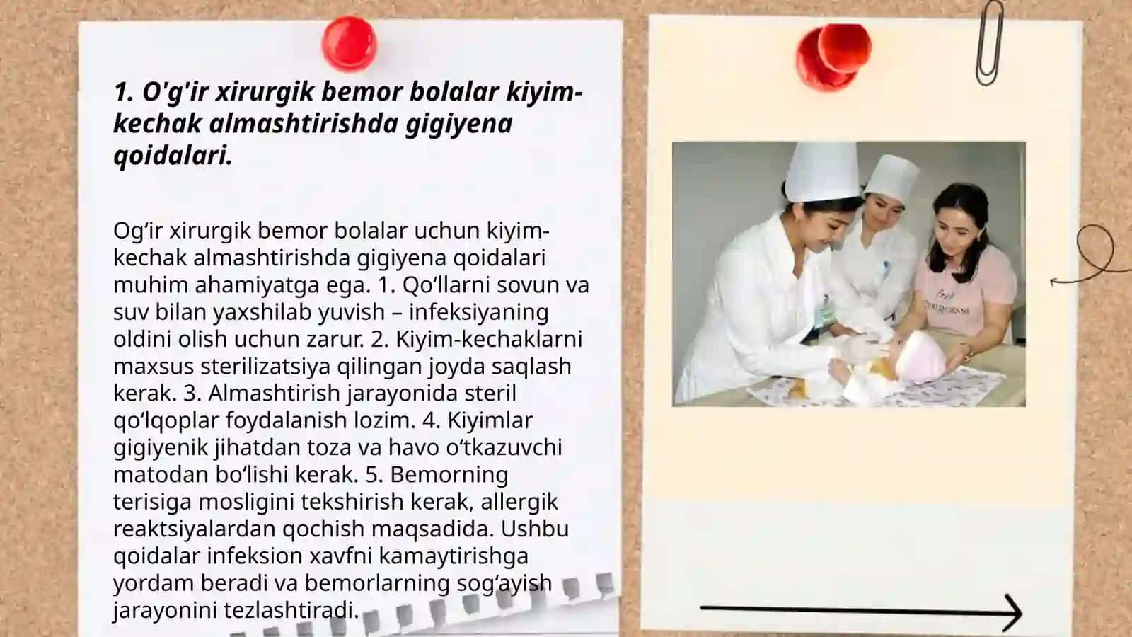 Oğir xirurgik bemor bolalarda kiyim-kechak va oqliqlarni almashtirishning õziga xos xususiyatlari.Yotoq yaralarni oldini olishda shifokorning tutgan õrni 3
