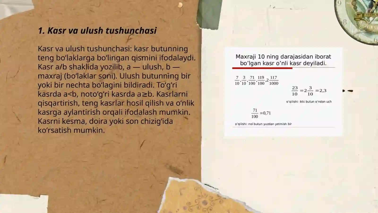 Ulush va kasr,oʻnli kasr tushunchasi 3