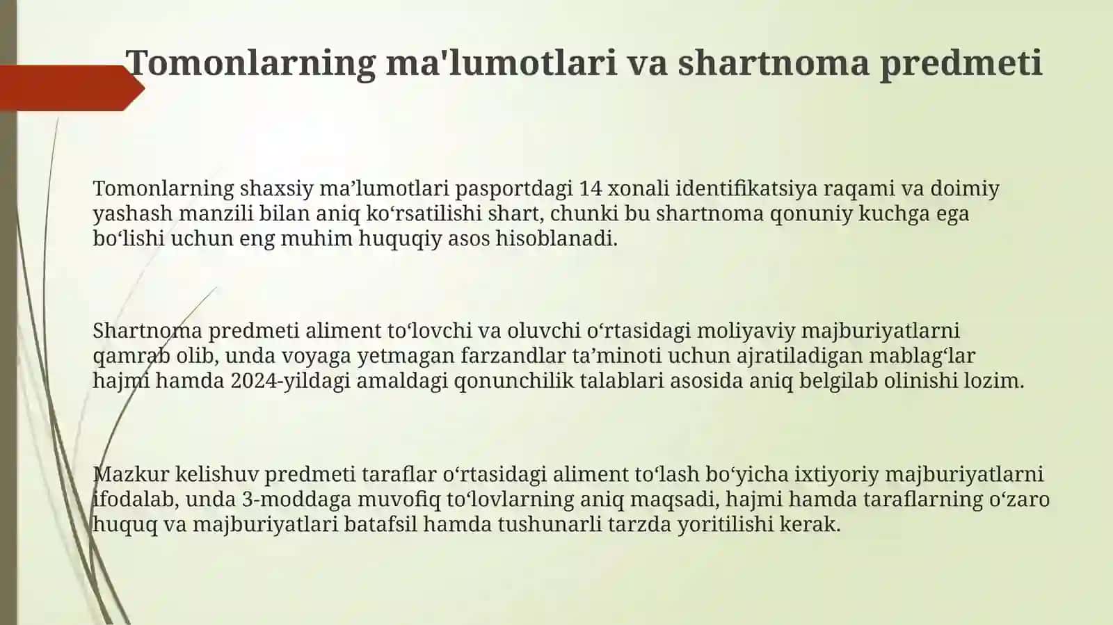 Aliment to‘lash to‘g‘risidagi kelishuv 3