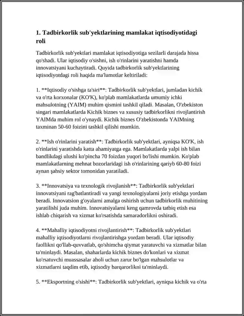MAMLAKAT IQTISODIYOTINI RIVOJLANTIRISHDA TADBIRKORLIK SUBʼEKTLARINING OʻRNI 3
