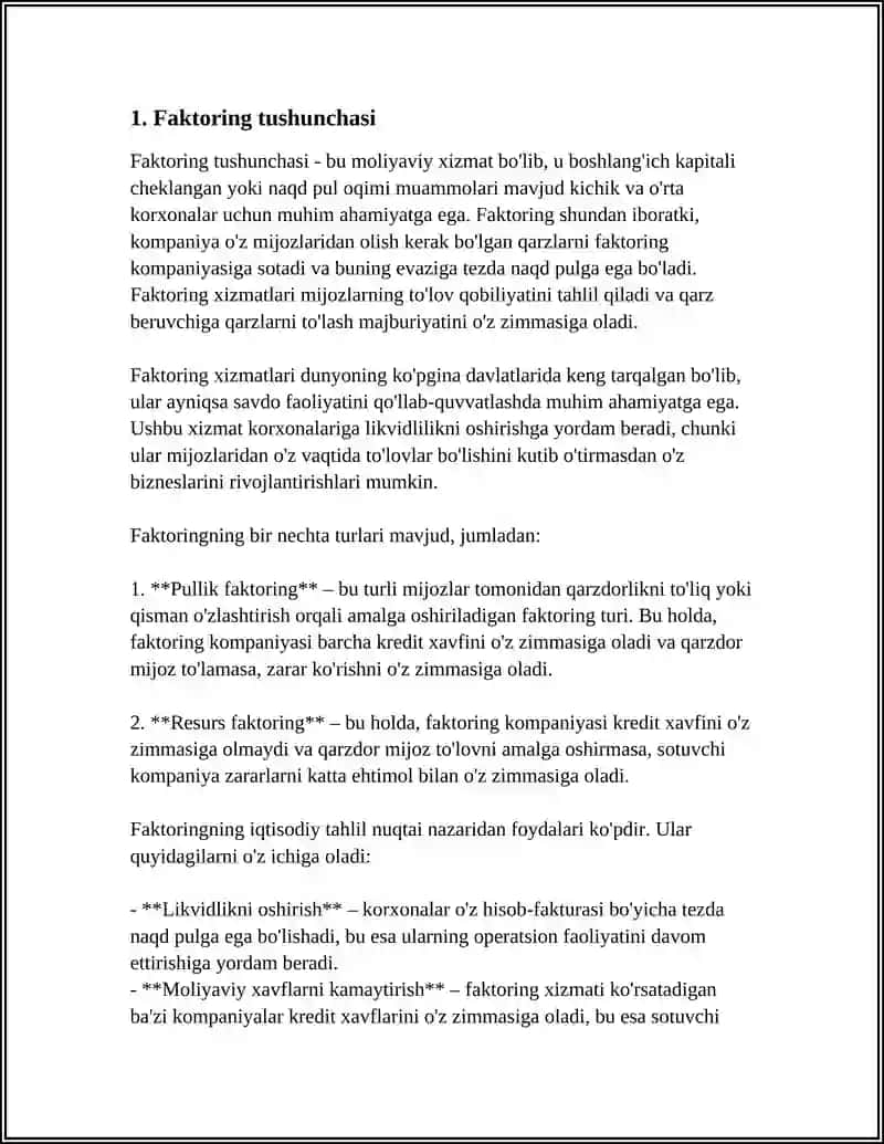 DEBITOR QARZLARNI FAKTORING QILISH VA HISOBGA OLISH 3
