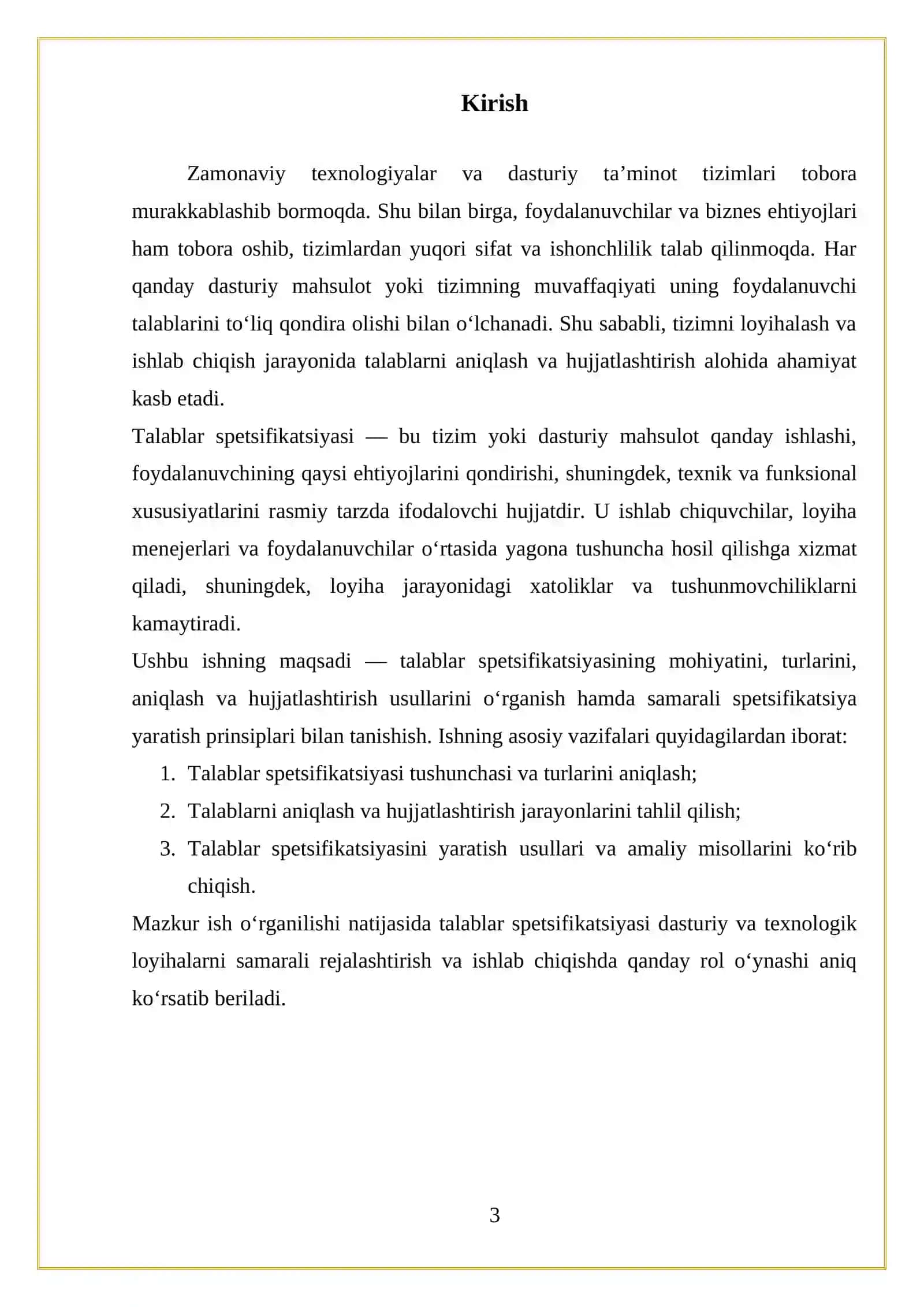 Talablar spesifikatsiyasi 3