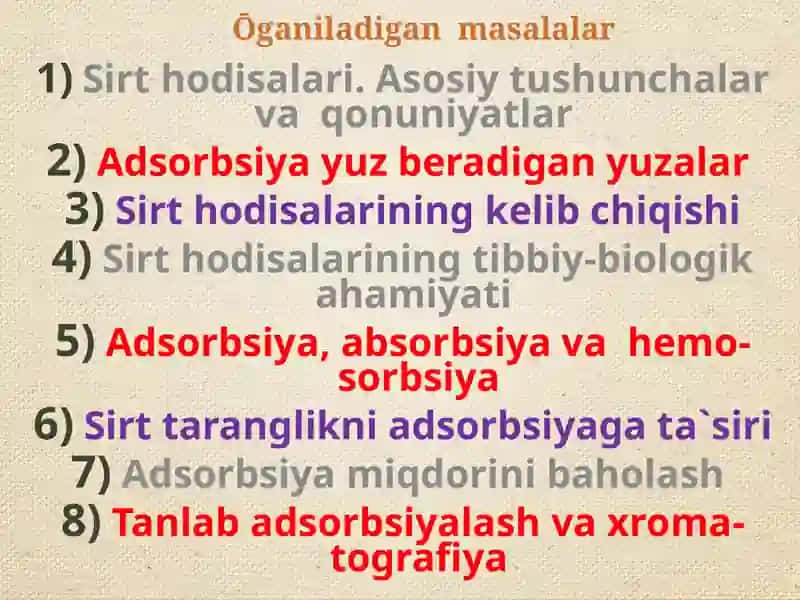 SIRT HODISALARIVAADSORBSIYA 3
