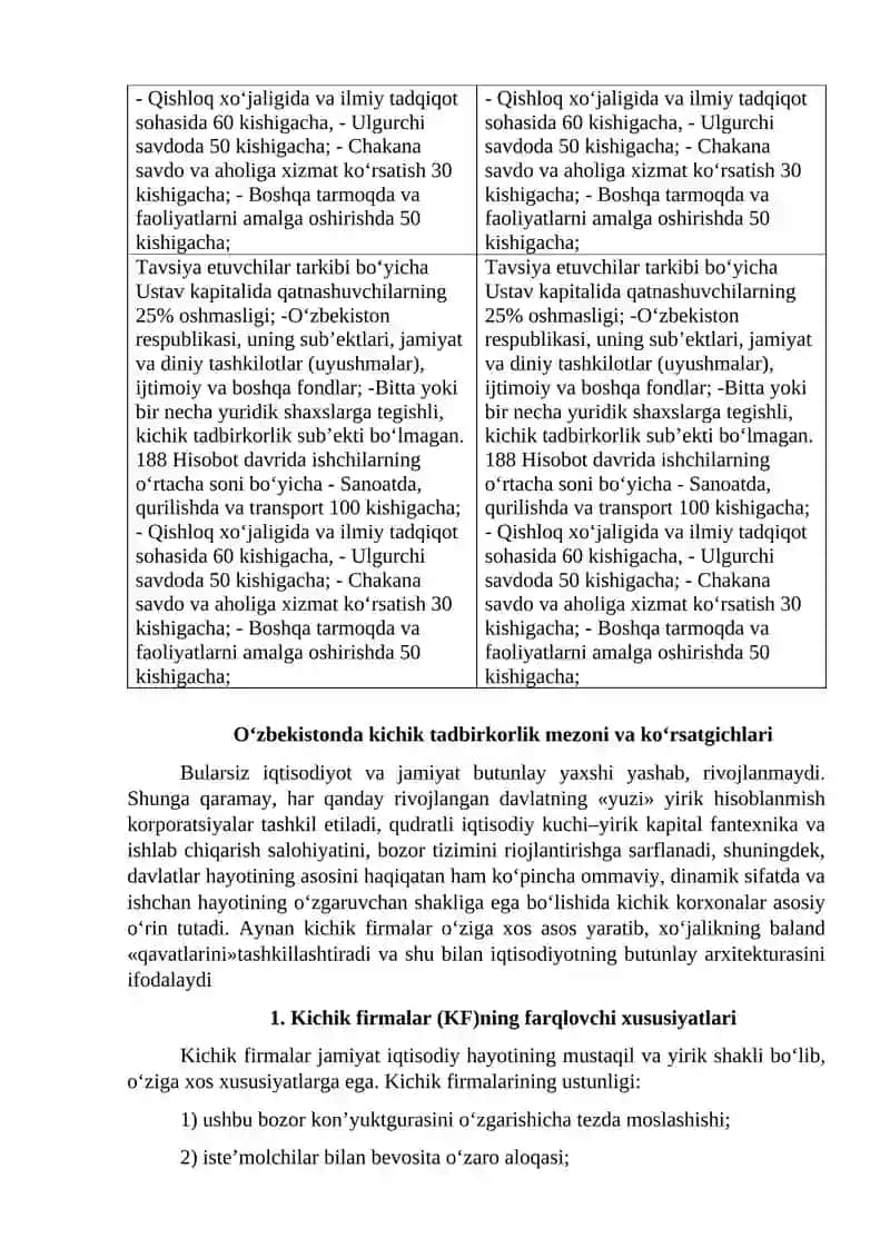 Kichik Biznesning Mohiyati va Xususiyatlari 3