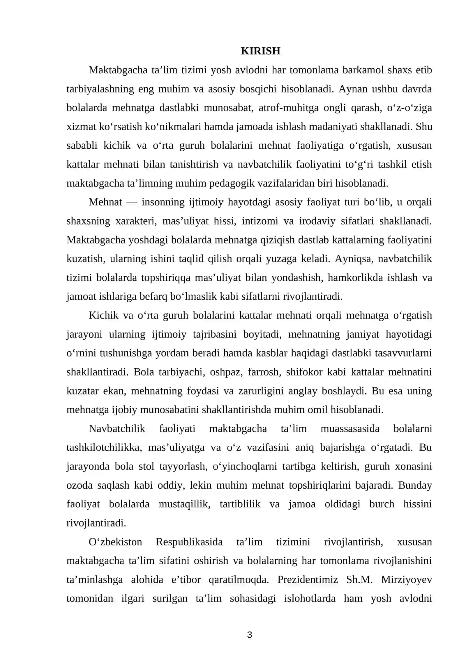 O'rta va kichik guruh bolalarini kattalar mehnati orqali mehnatga o'rgatish (navbatchilik boshqaruvi) 3