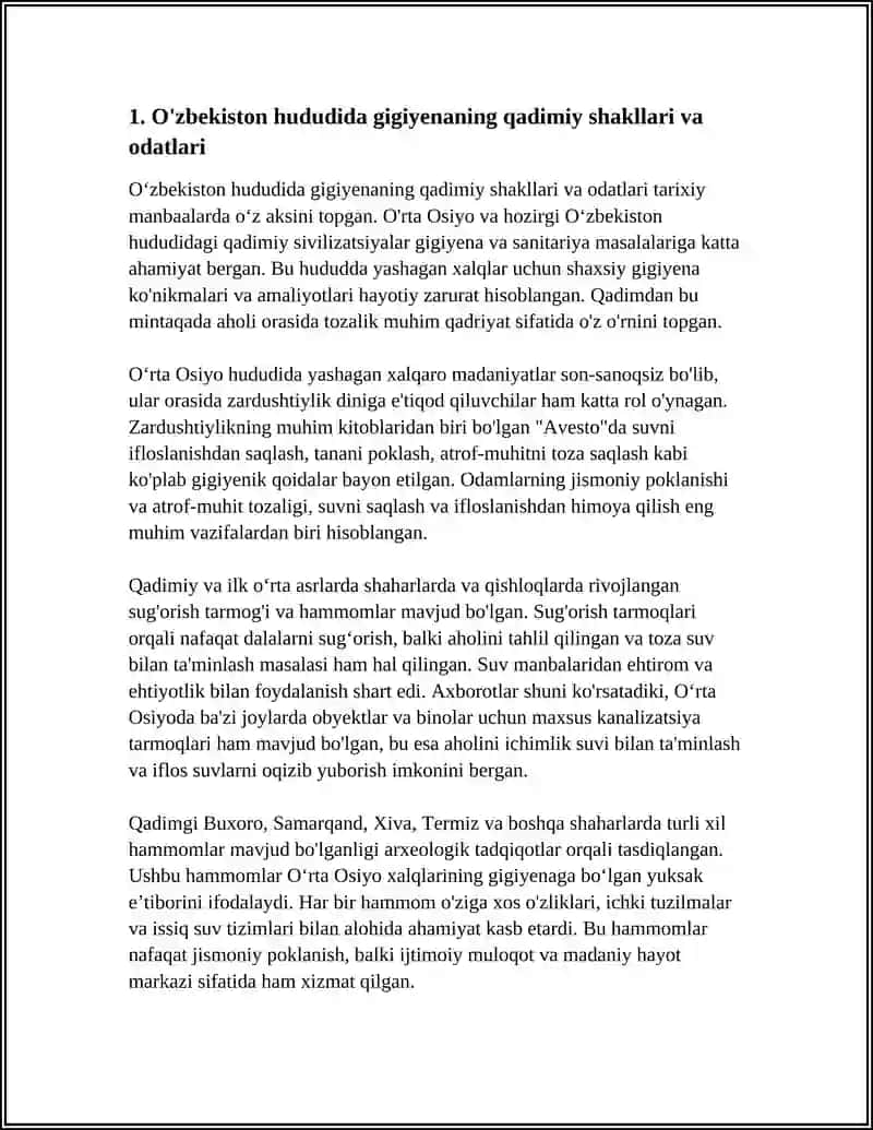 GIGIYENA RIVOJLANISH TARIXI. O'ZBEKISTONDA GIGIYENA FANINING SHAKLLANISHI VA RIVOJLANISHI 3