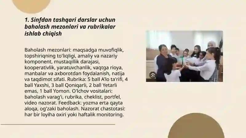 Mavzu: Sinfdan tashqari o'qish bo'yicha o'quvchilar bilimini,faoliyatini nazorat qilish yo'llarini ishlab chiqish 3