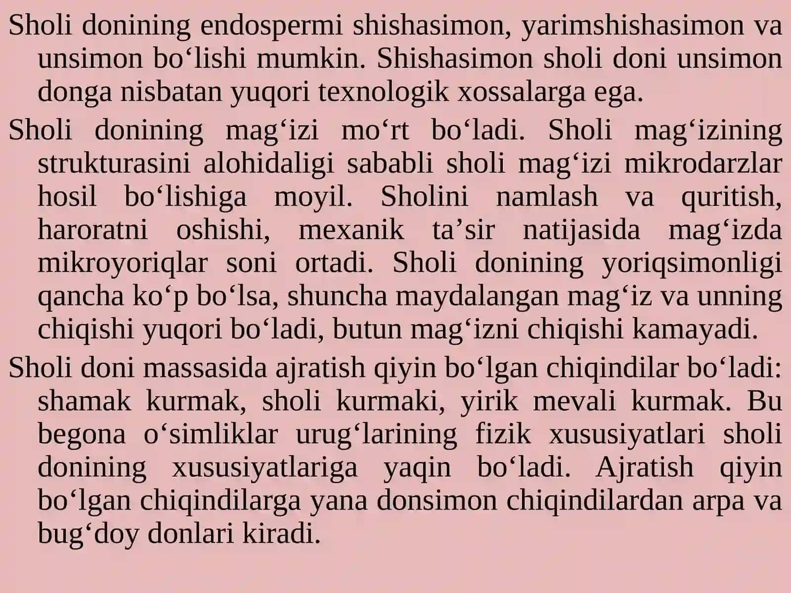 Sholi donidan yorma ishlab chiqarish texnologiyasi 3