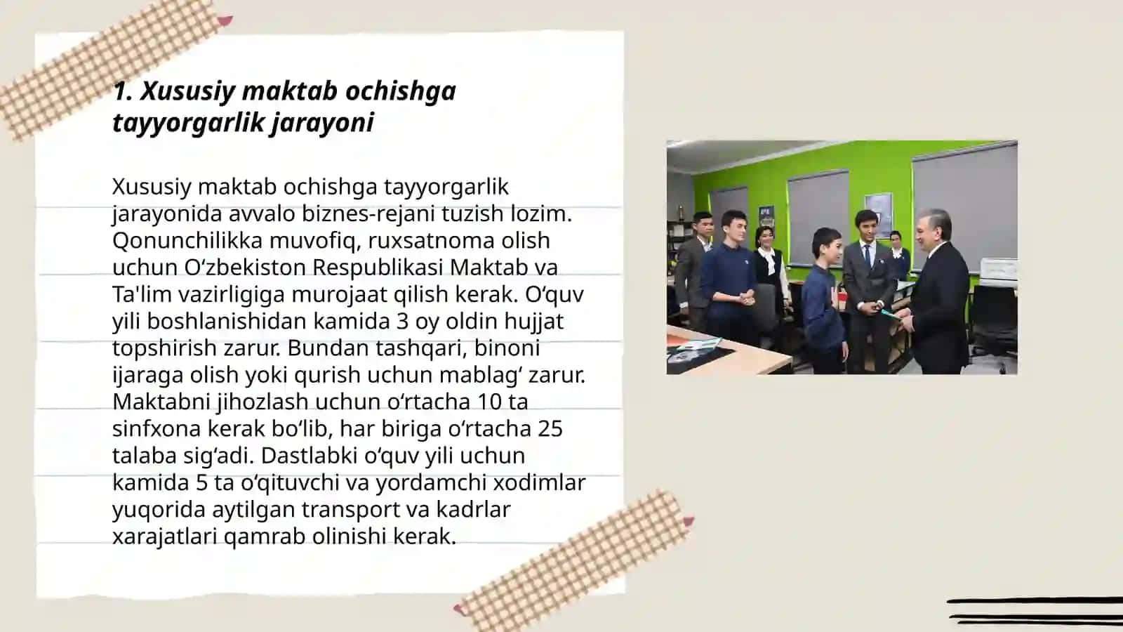 Xususiy maktab ochish va uning ma'lumotlari 3