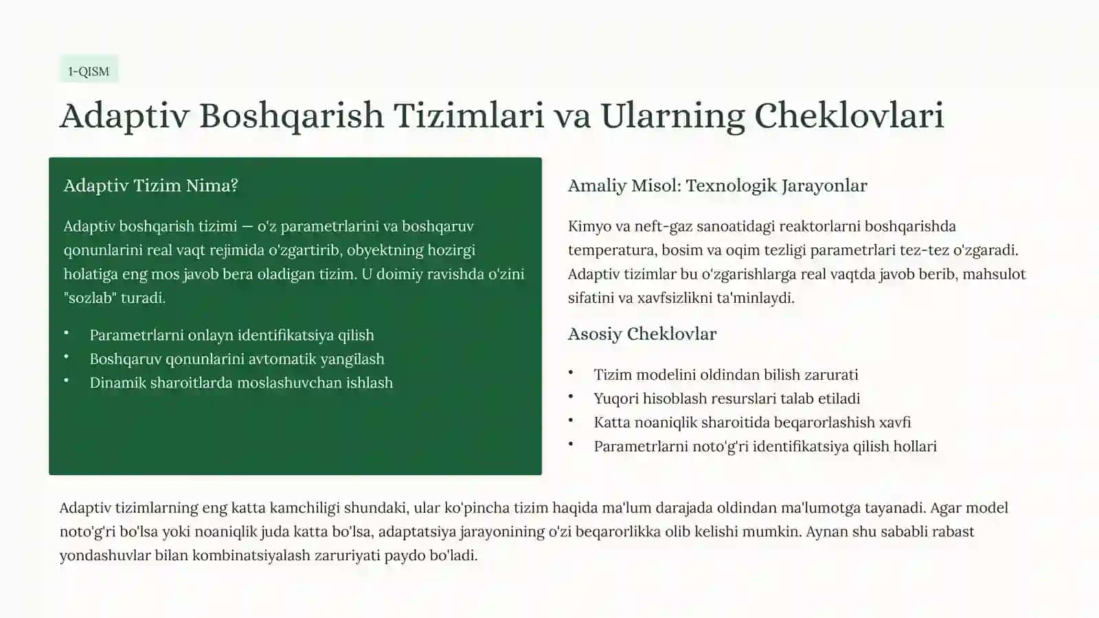 Intellektual Boshqarish Tizimlari: Adaptivlik va Rabastlikni Sun'iy Intellekt Yordamida Mustahkamlash 3
