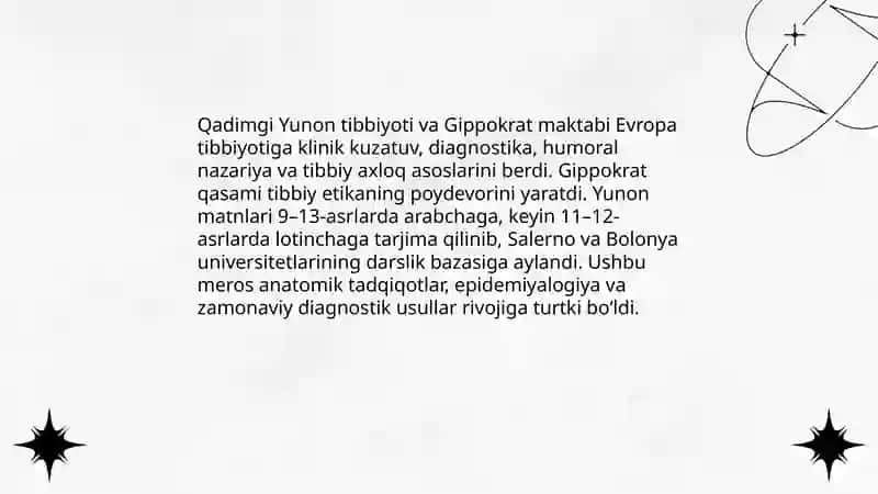 Tibbiyotning Yevropadagi rivojlanishi 3