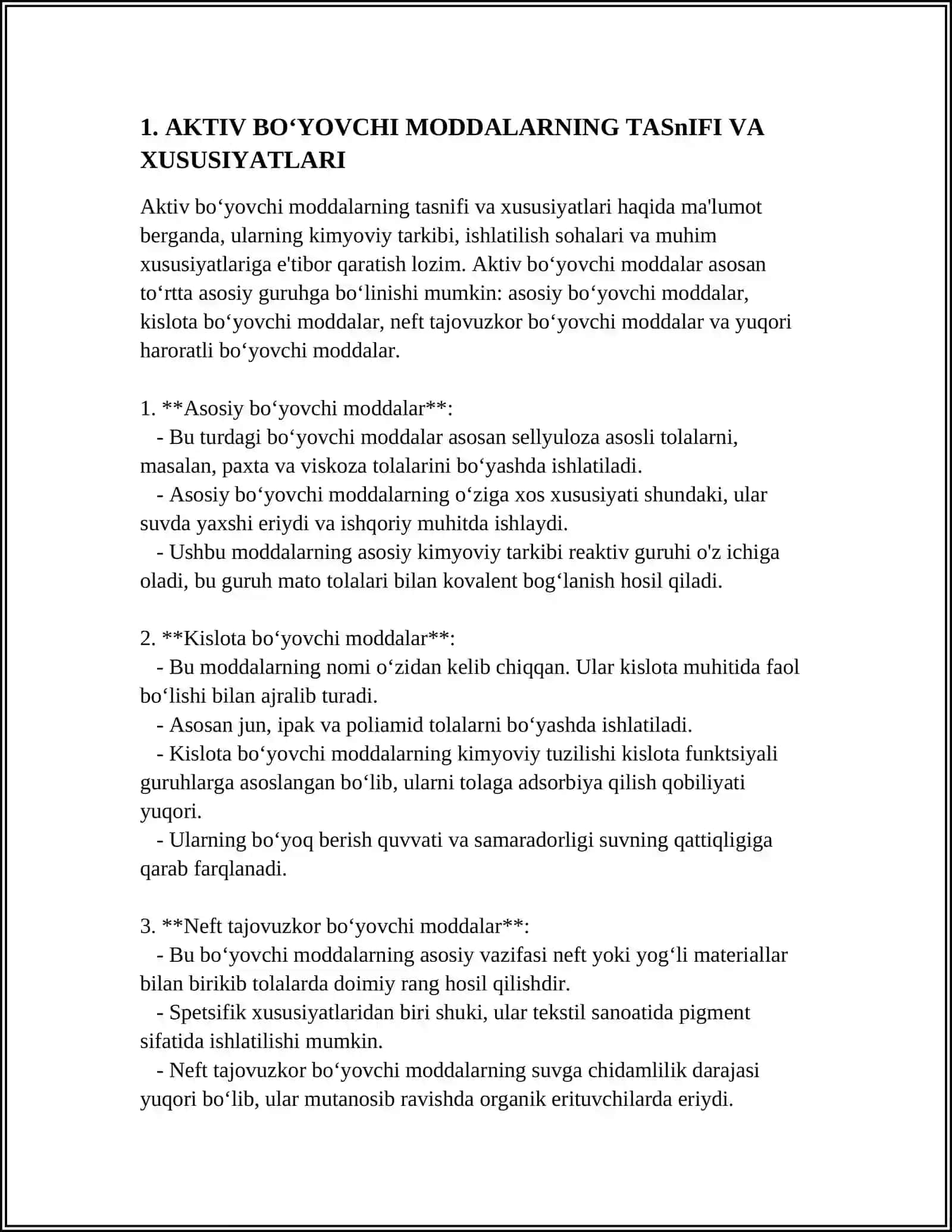 AKTIV BOʻYOVCHI MODDALAR BILAN UZLUKLI USULDA BOʻYASH TEXNOLOGIYALARI VA JIHOZLARI 3