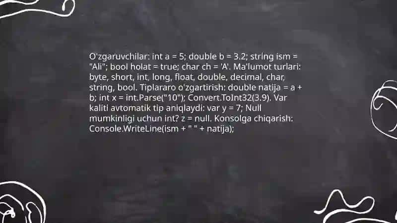 C# dasturlash tilida misollar yechish 3