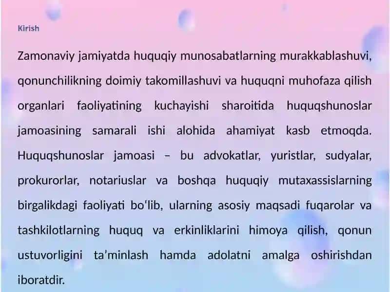 Huquqshunoslarjamoasi ishini tushuntirish va talablar 3