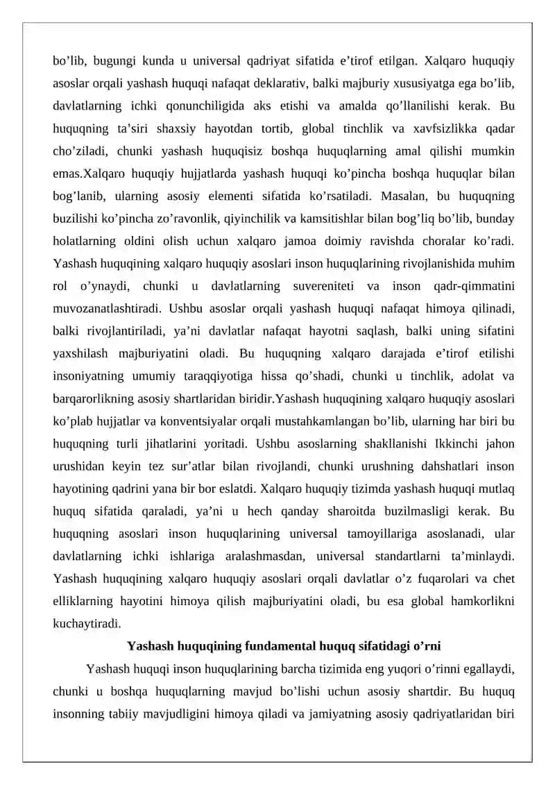 O’lim jazosini bekor qilish yashash huquqini ta’minlashning vositasi sifatida 3