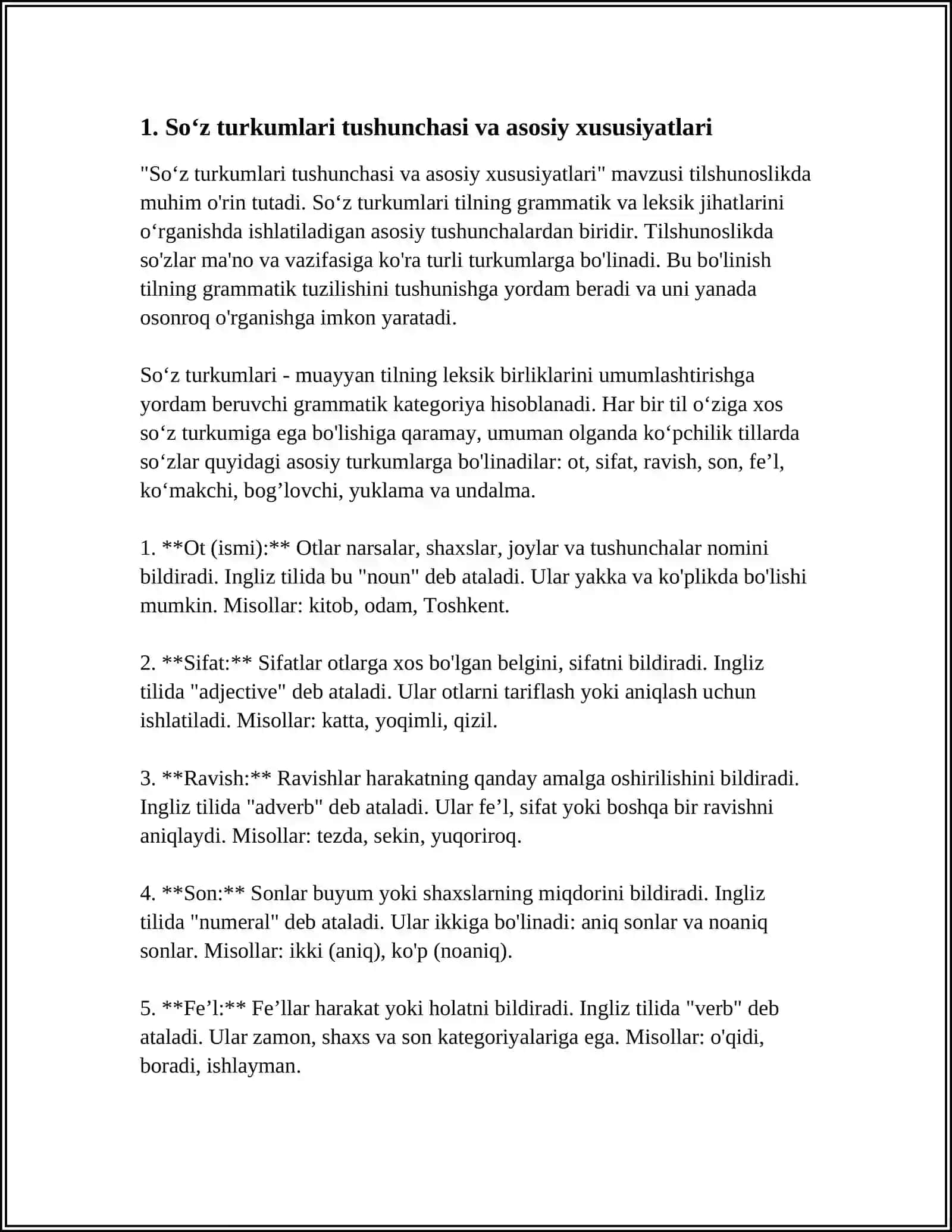 Soʻz turkumlari tushunchasi va asosiy xususiyatlari 3