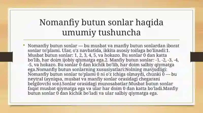 Nomanfiy butun sonlar ustidagi bajariladigan arifmetik amallar 3