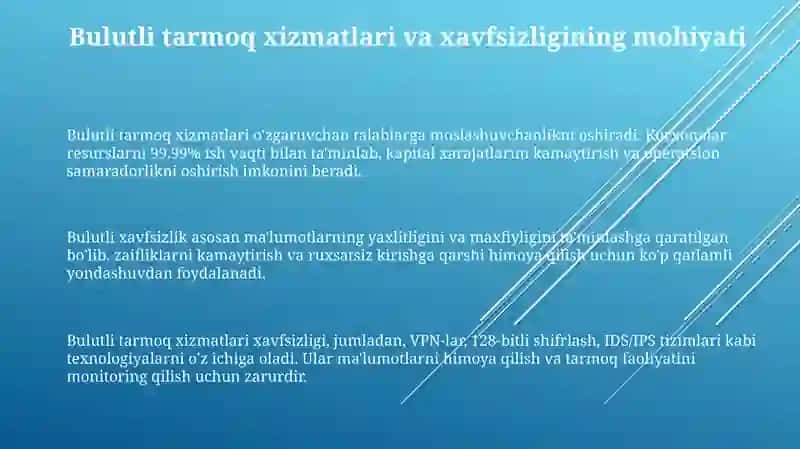 Bulutli Tarmoq Xizmatlari va Xavfsizlik 3