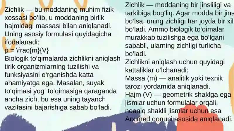 Biologik toʻqimalarning va qattiq jismlarning zichligini aniqlash 3