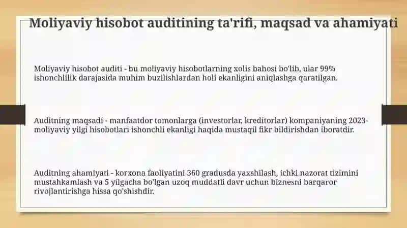 Moliyaviy hisobot auditining ta'rifi va ahamiyati 3
