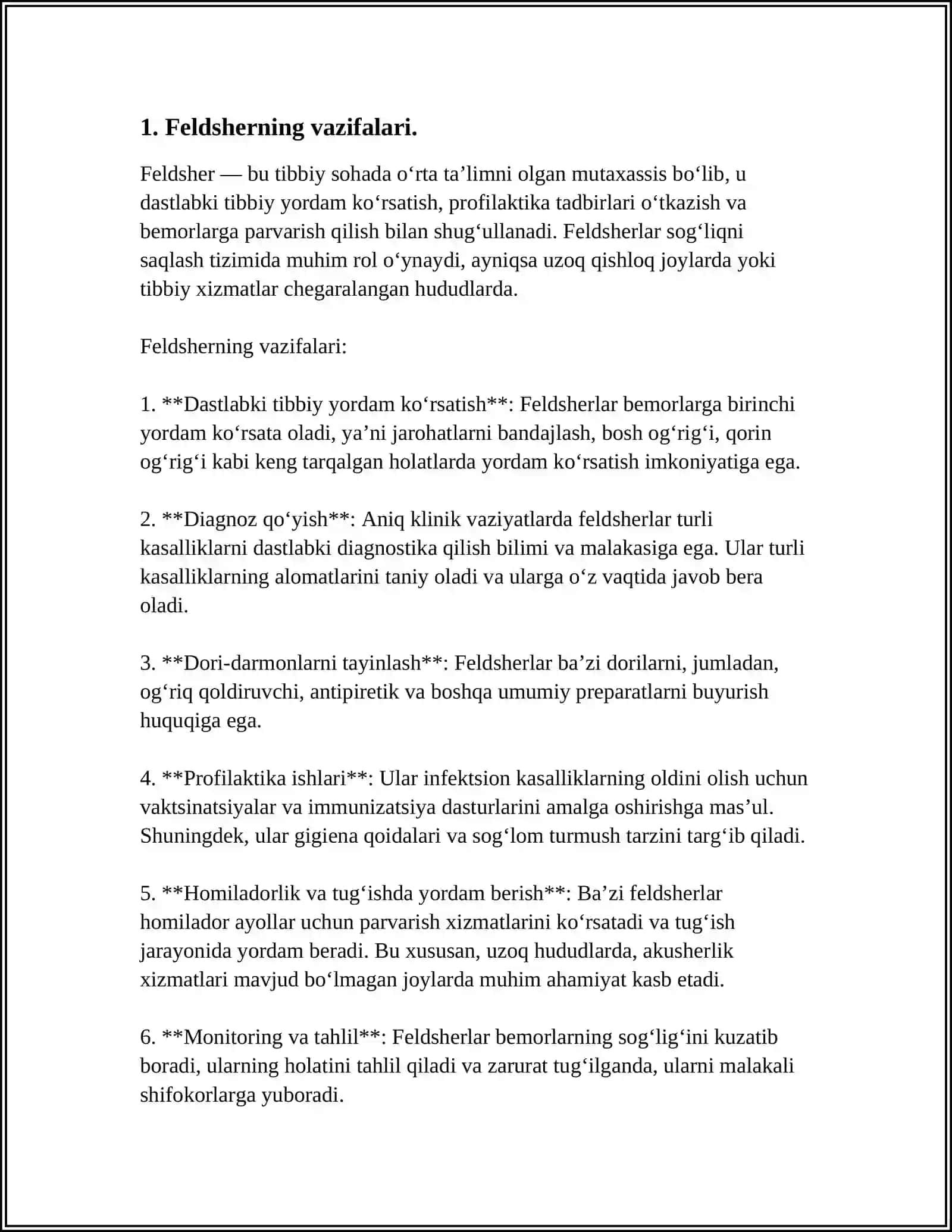 Feldsherlarning vazifa va majburiylari 3