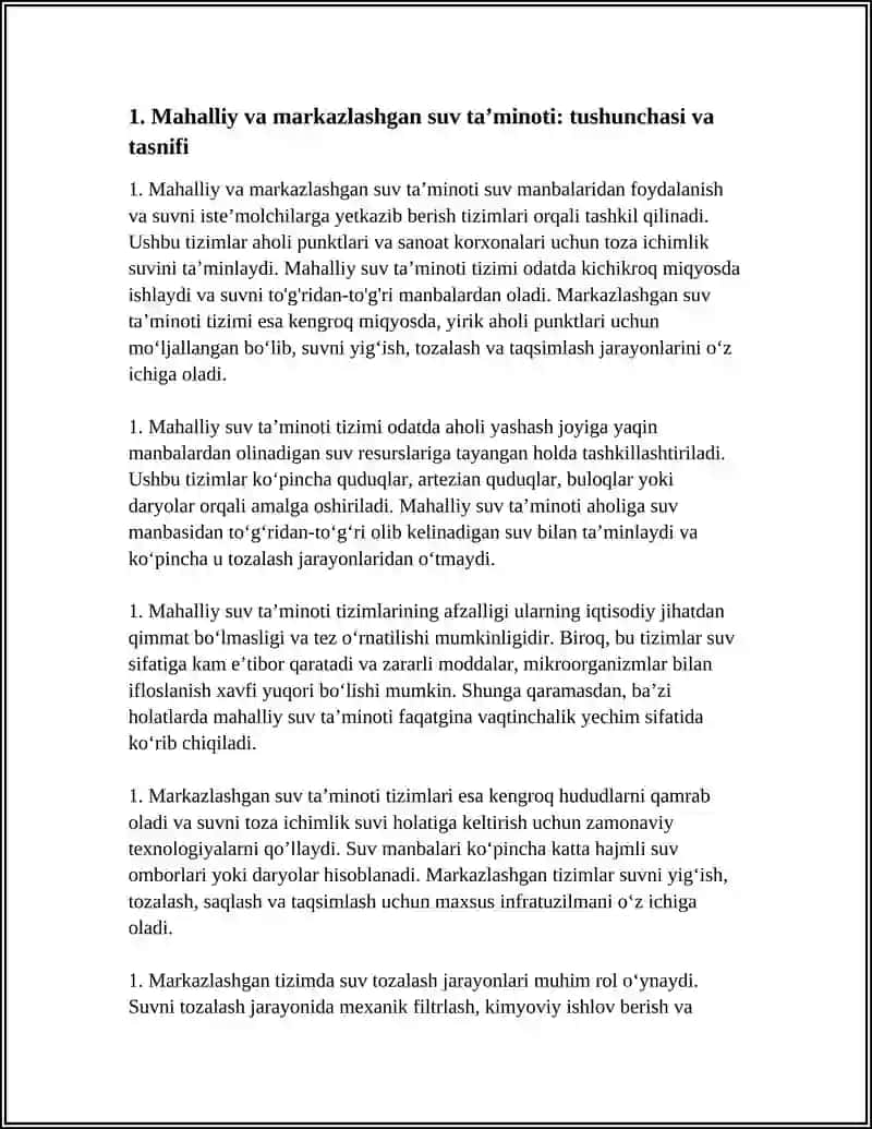 MAHALLIY VA MARKAZLASHGAN SUV TA’MINOTI HAQIDA TUSHUNCHA, ULARNING GIGIYENIK AHAMIYATI 3
