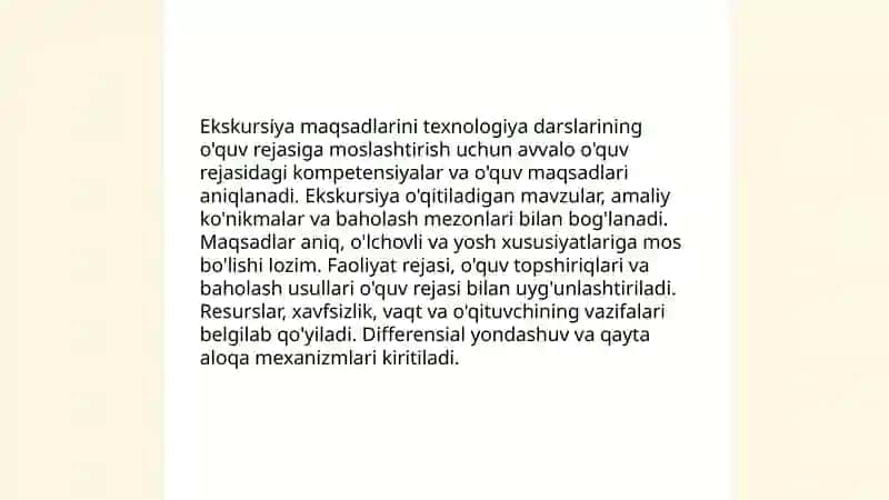 Texnalogiya darslarida ekskursiyalarni tashkil etush 3