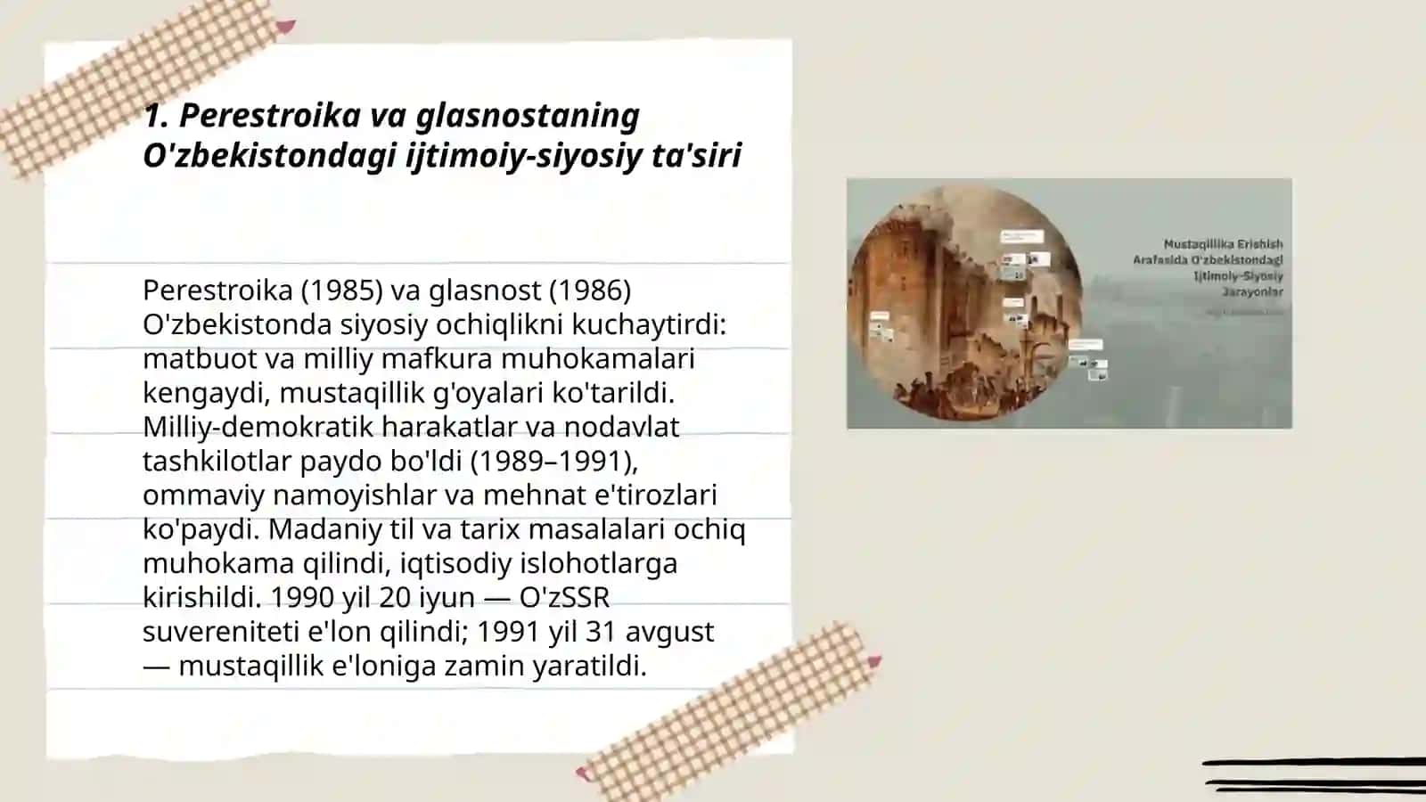 Perestroika va glasnostaning O'zbekistondagi ijtimoiy-siyosiy ta'siri 3