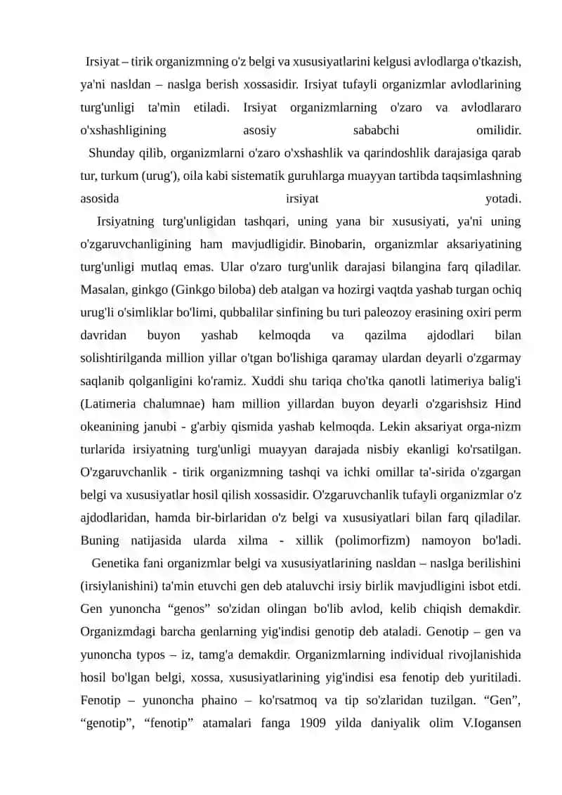 Genetika va genomika asoslari fanining predmeti va vazifalari. 3
