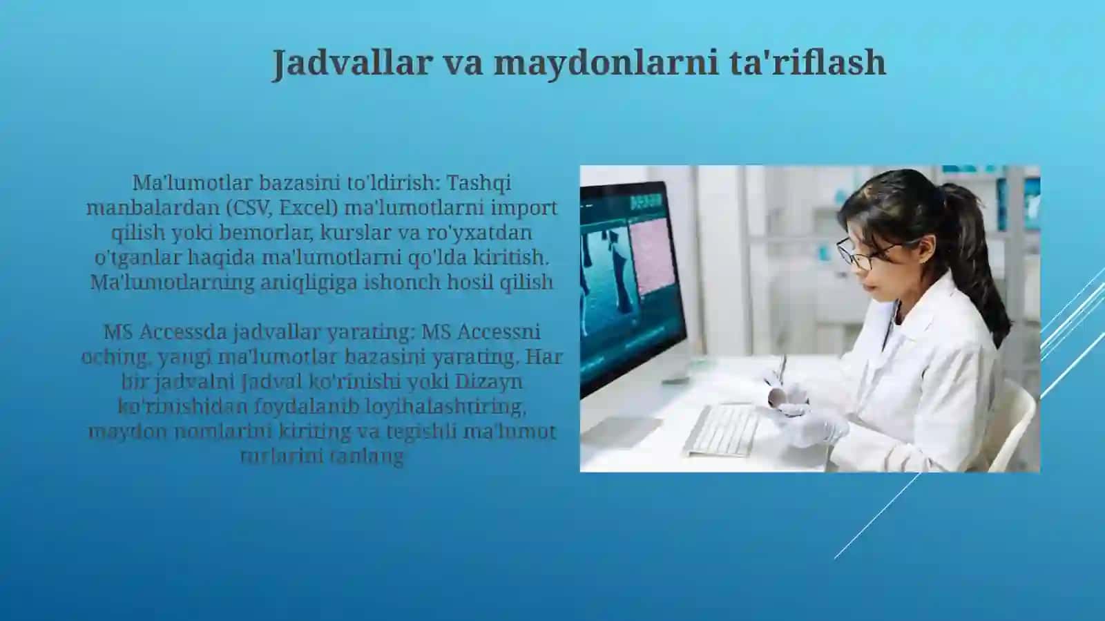 MC Access dasturida Tibbiy biologiya talabalariga ma'lumotlar bazasini yaratish 3