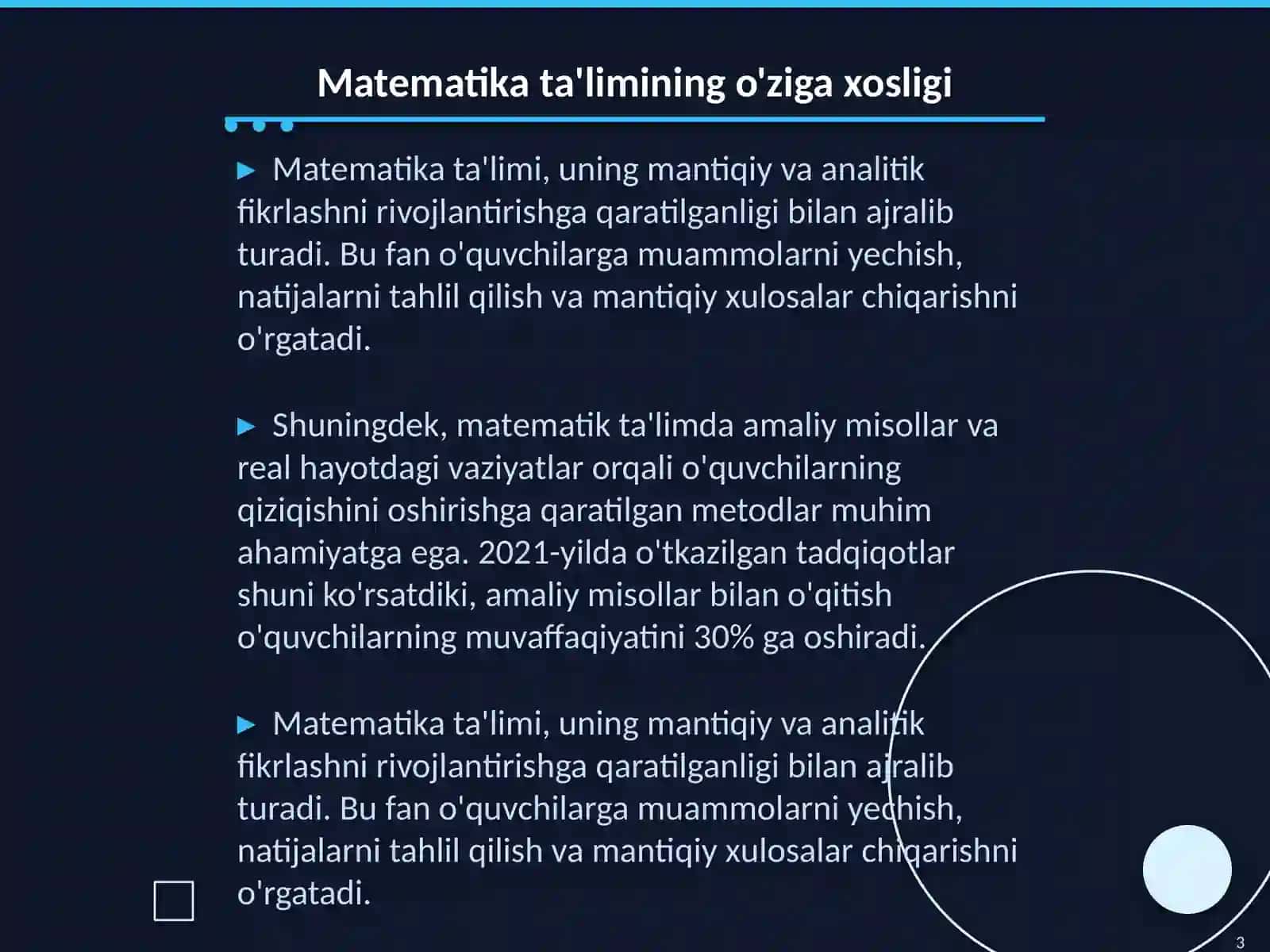 Matematika va uni o'qitishdagi ilmiy metodlari 3