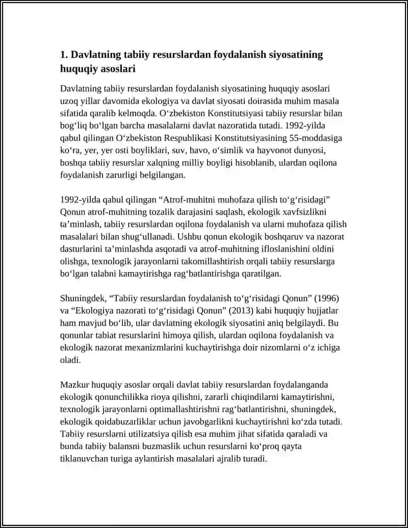 DAVLATNING TABIIY RESURSLARDAN FOYDALANISH VA EKOLOGIYA SIYOSATI 3
