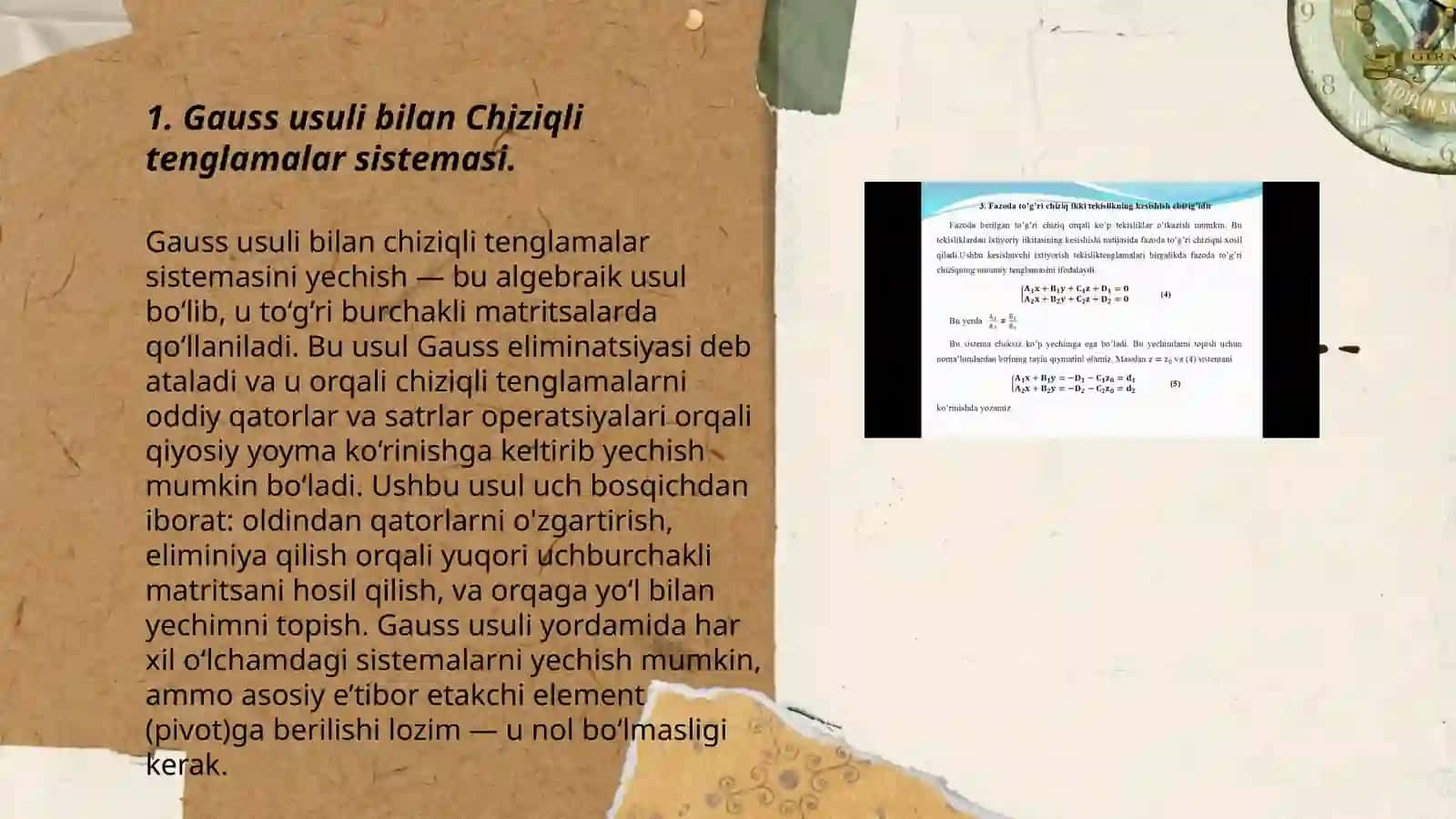 Chiziqli tenglamalar sistemasini yechish usullari 3