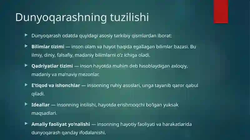 Dunyoqarashning moxiyati tuzilishi va asosiy funksiyalari 3