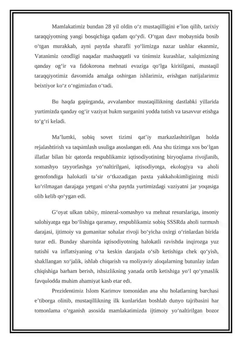 MUSTAQIL TARAQQIYOTNING DASTLABKI BOSQICHIDAGI MUAMMOLAR 3