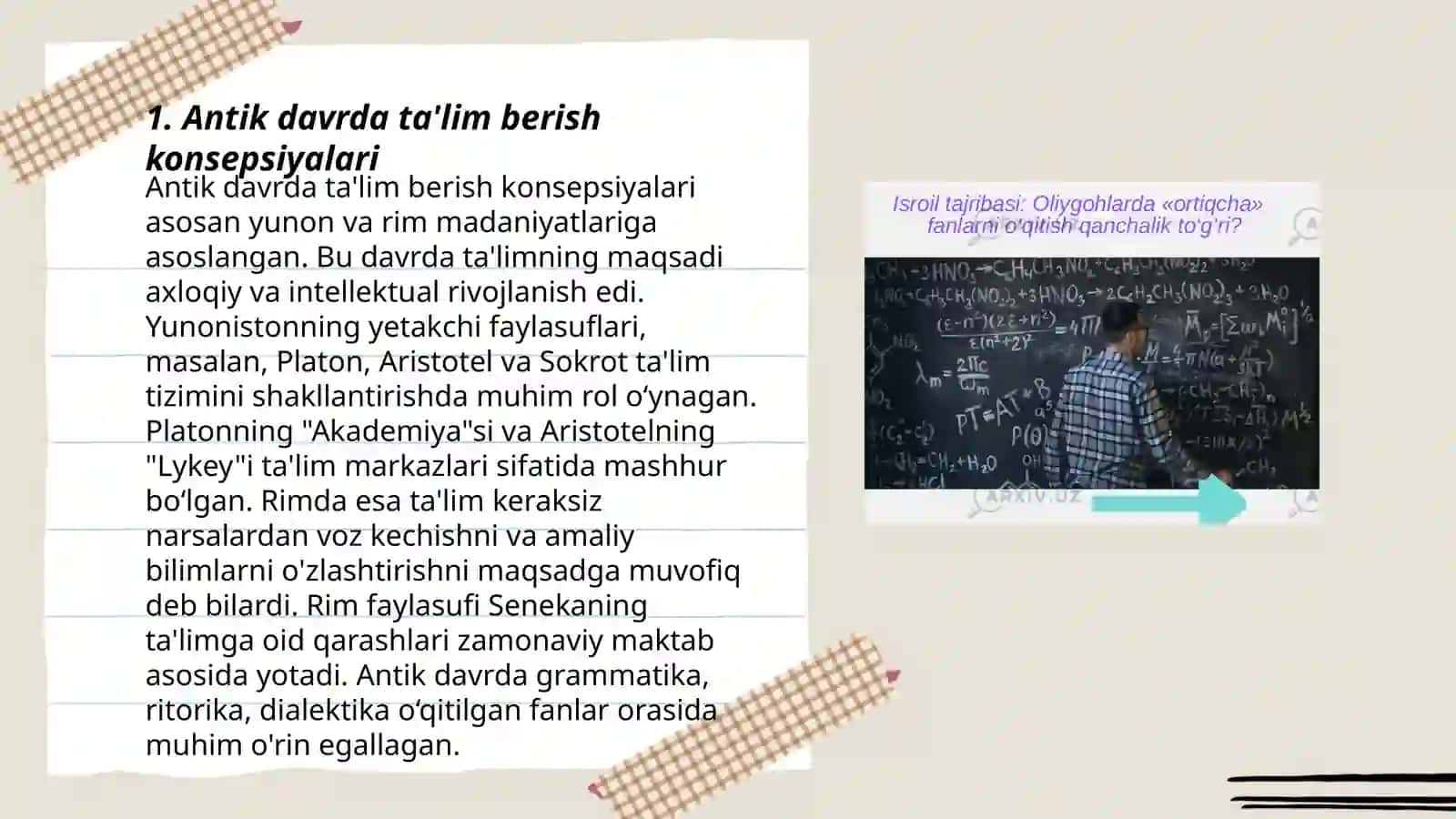 Turli zamon va makonlarda yaratilgan ta'lim berish kansepsiyasi 3