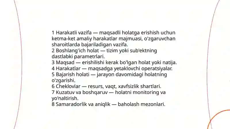 Harakatli vazifalar va bajarish holatlari 3
