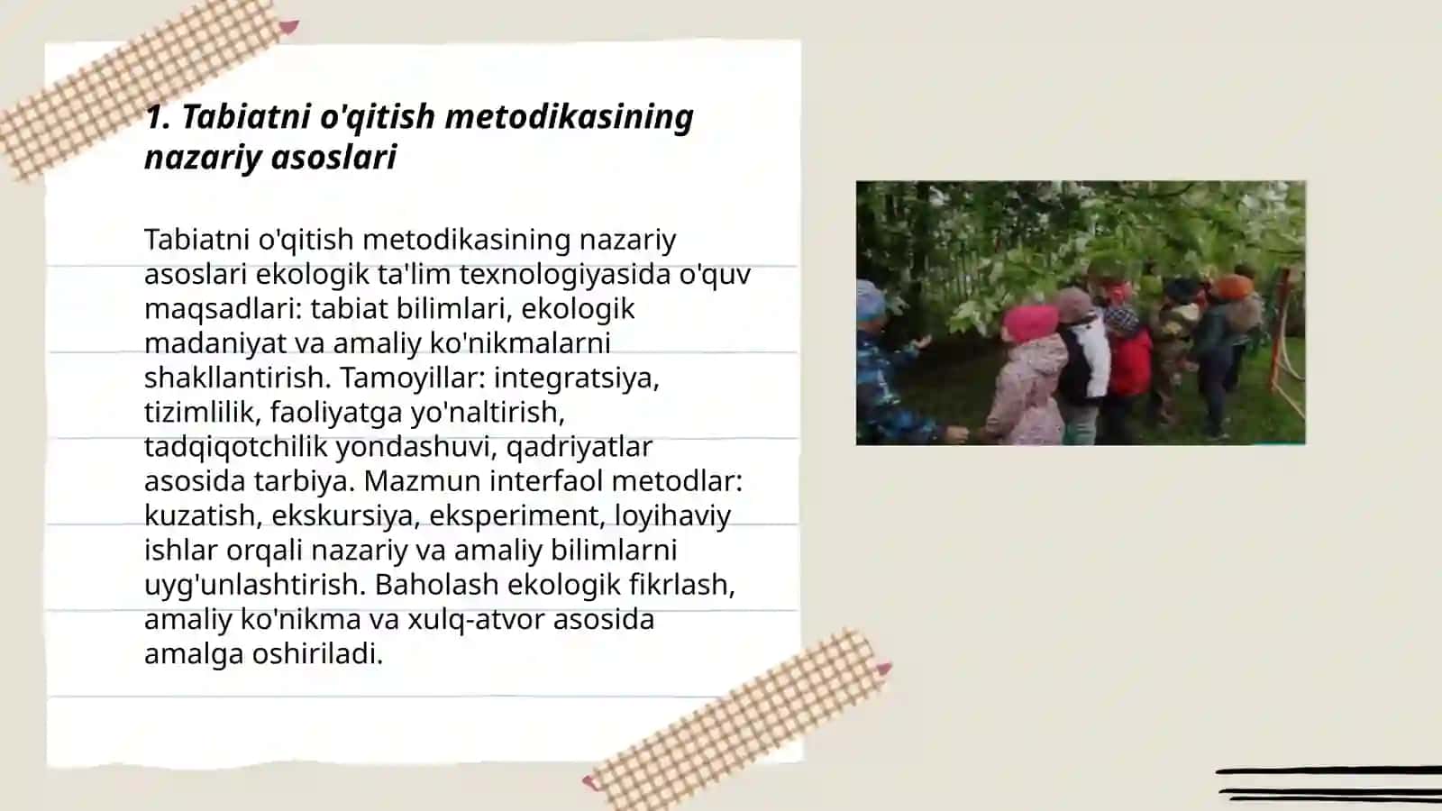 Tabiatni o'qitish metodikasi Ekologik ta'lim texnolgiyasi 3