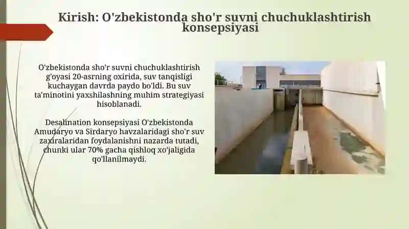 O'zbekistonda sho'r suvni chuchuklashtirish 3