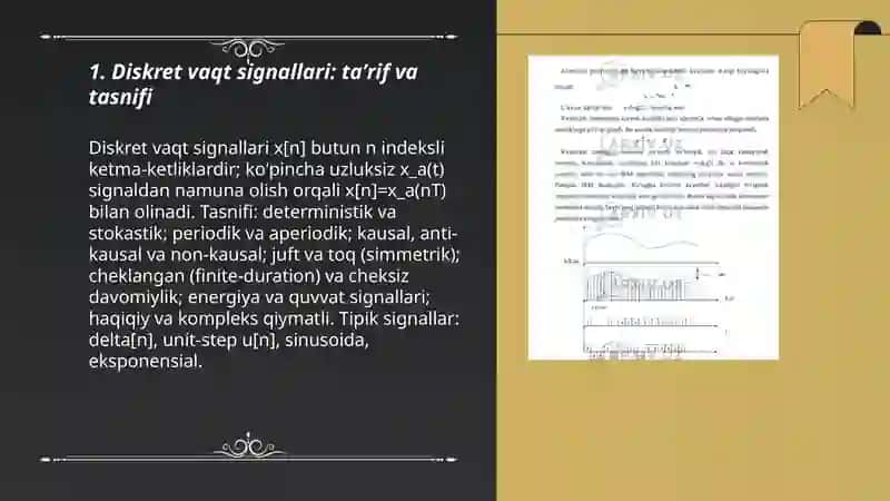 Sinov diskret signallari.Signallarga raqamli ishlov berish umumashlgan sxemasi 3