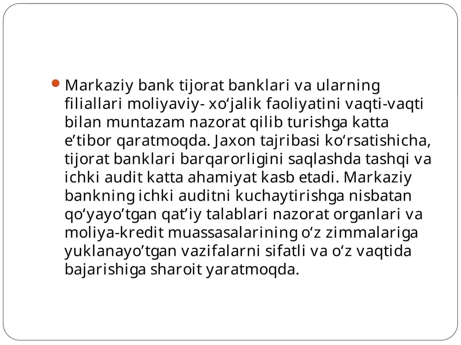 Tijorat banklari operatsiyalarini auditorlik tekshuruvidan o‘tkazish tartibi 3