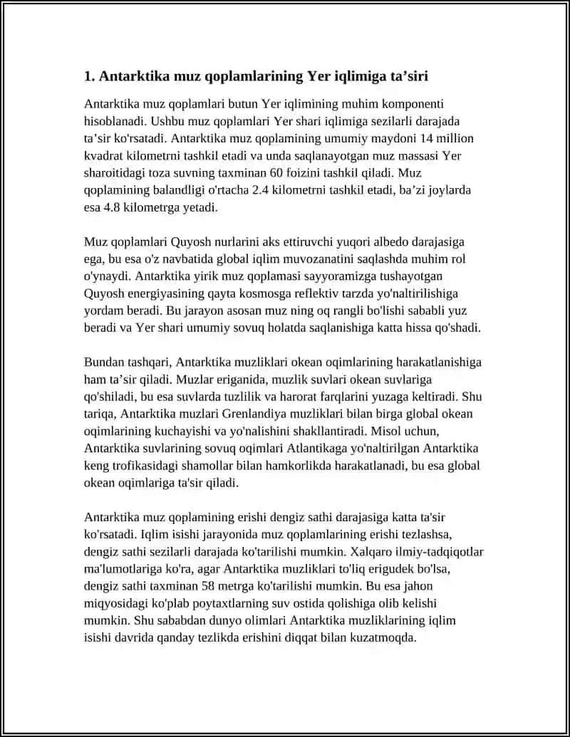 ANTARKTIDA TABIATINING YER SHARI IQLIMIGA TA’SIRINI OʻRGANISH 3