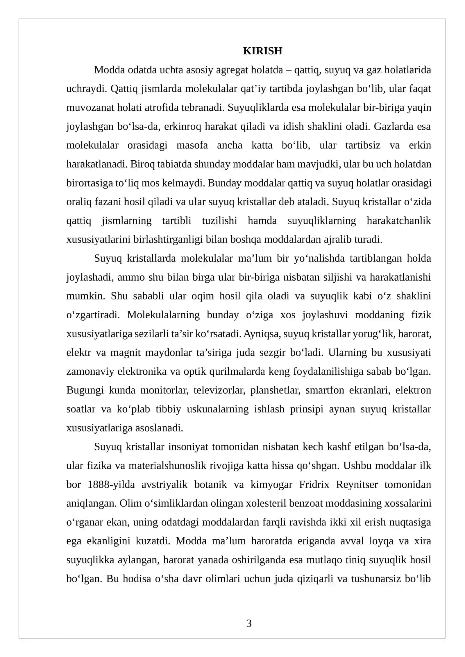 Suyuq kristallar-qatttiq va suyuq holat o'rtasidagi farq 3